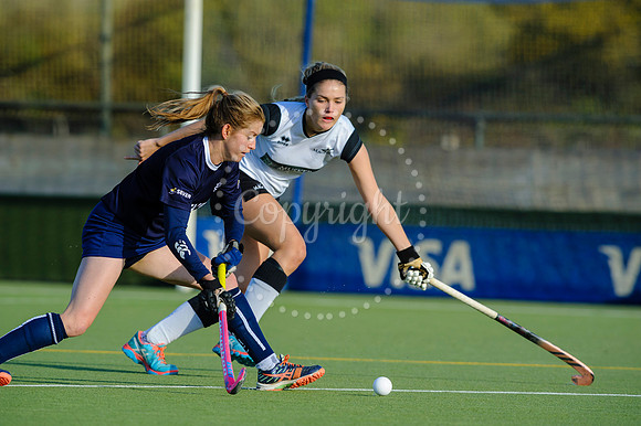 Hockey action from Harleston Magpies Ladies I v Ipswich
