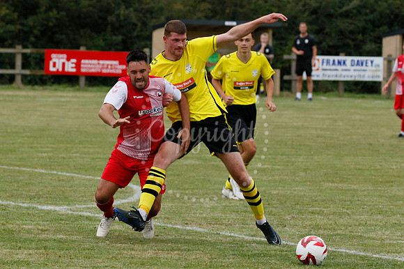 Football action from Scole United vs Norwich CEYMS