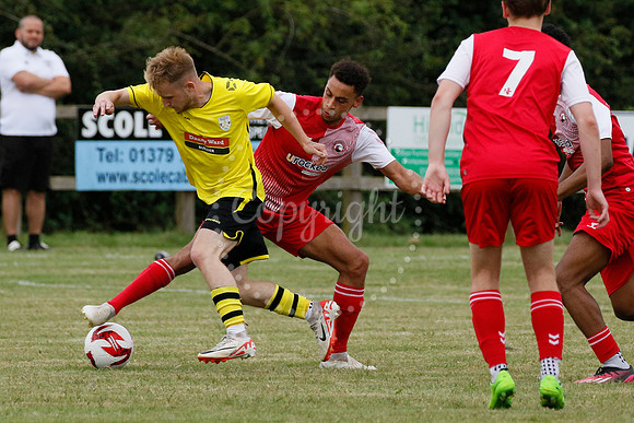Football action from Scole United vs Norwich CEYMS