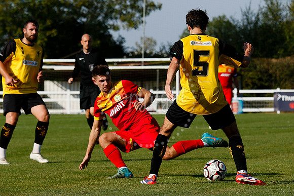 Football action from Walsham-le-Willows vs Fakenham Town