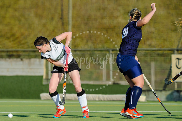 Hockey action from Harleston Magpies Ladies I v Ipswich