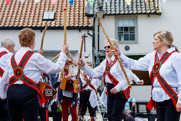 Members of the Hoxon Hundred Folk Club see in 1st May at Harlest