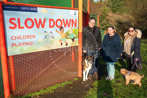 NJ Hyperion Way, Studlands Park, Newmarket Residents with a sign