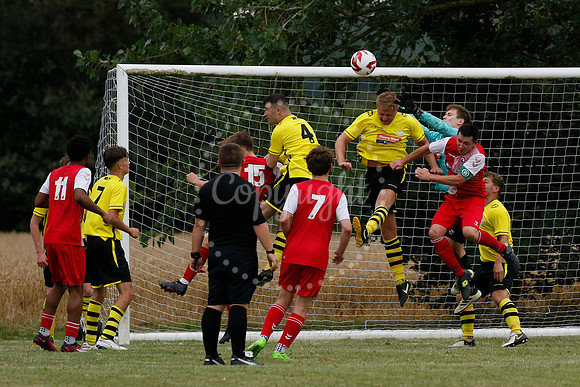 Football action from Scole United vs Norwich CEYMS