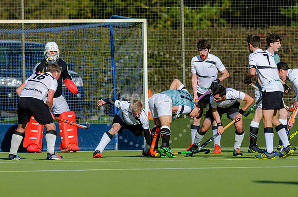 Hockey action from Harleston Men's 1 v Cambridge University.