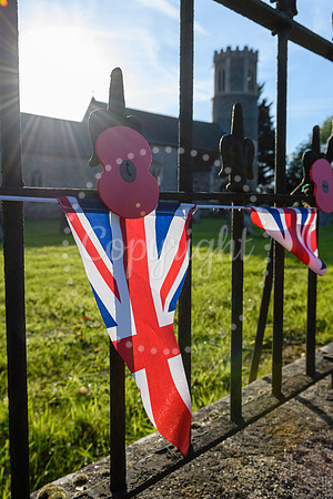 Roydon Village church which has been decorated with poppies to mark the end of the First World War.