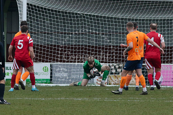 Football action from Diss Town FC vs Parson Drove