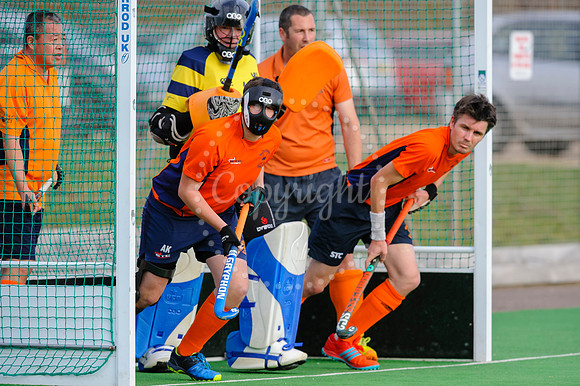 Hockey action from Harleston Magpies Men's 4 v Bury St Edmunds 3