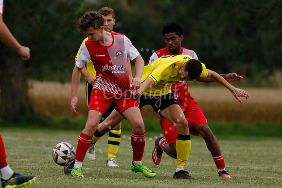 Football action from Scole United vs Norwich CEYMS