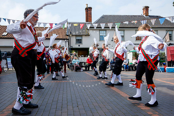 Members of the Hoxon Hundred Folk Club see in 1st May at Harlest
