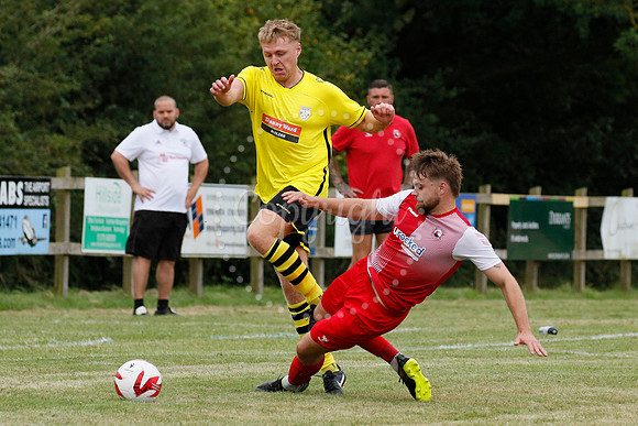 Football action from Scole United vs Norwich CEYMS