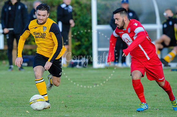 Football action from Scole United v Sheringham