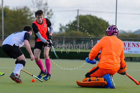 Hockey action from Harleston Magpies Men's 4 v Thetford 1